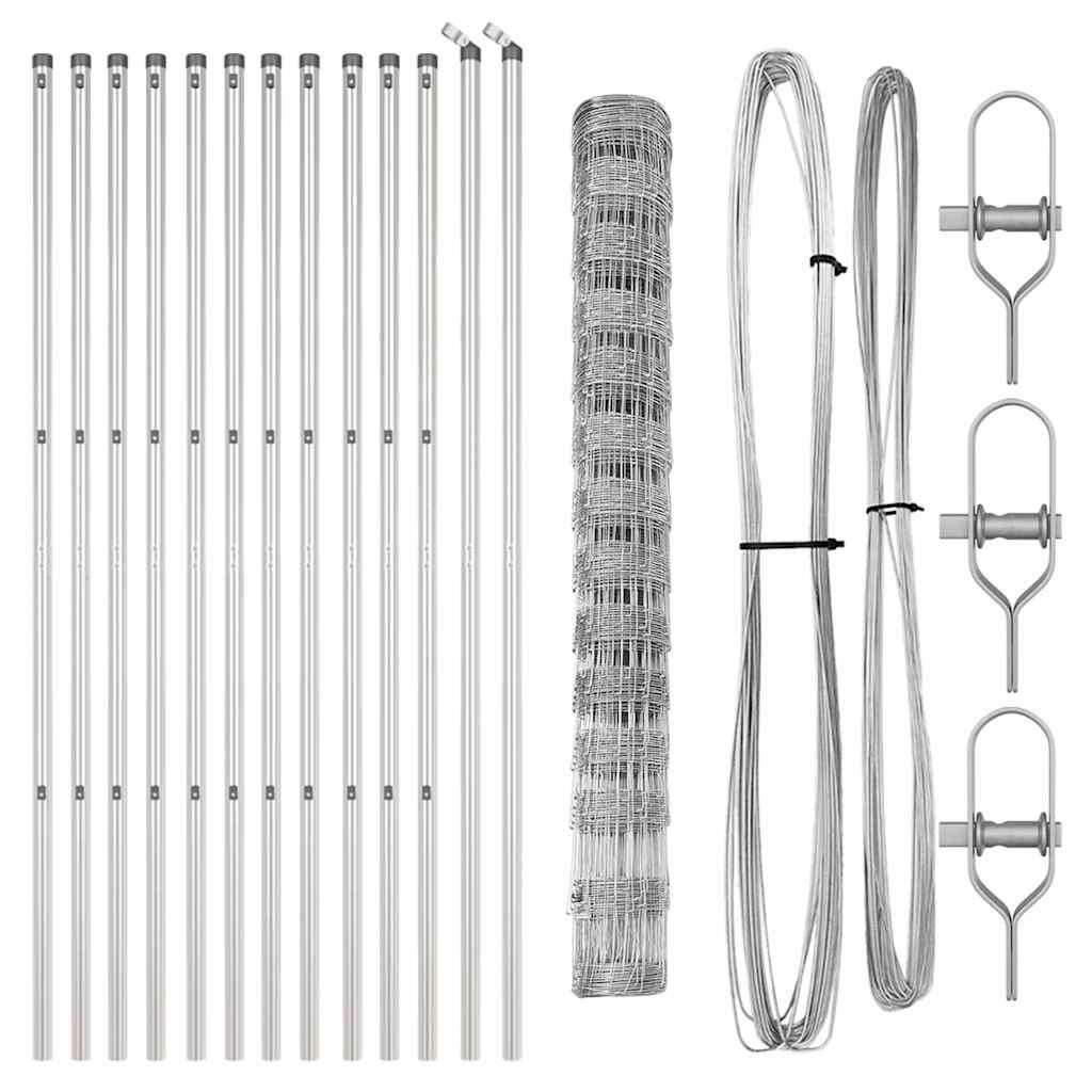Wildzaun Silber 25 x 1,4 m Verzinkter Stahl